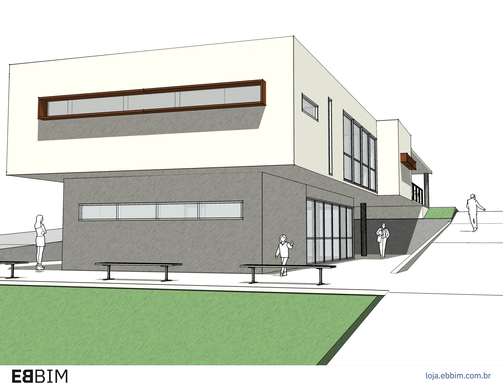 Projeto residencial em perspectiva.